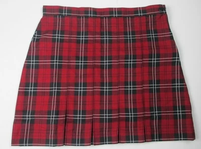 LANDS END Red/Black Plaid School Uniform Box Pleat Skirt Girls 12 *NEW* - Image 1 of 4
