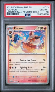 Flareon (patrón Master Ball) 013/131 Sv: Prismatic Evolutions Holo PSA 10 - Imagen 1 de 2