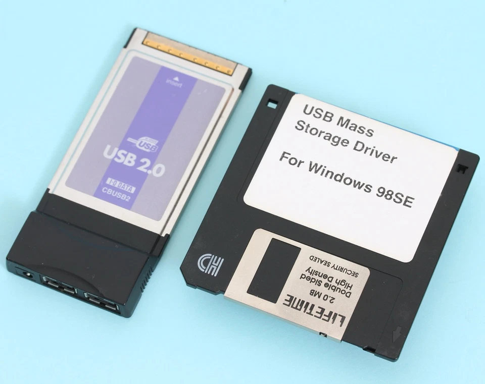 IO Data 2x USB 2.0 CardBus Interface Card For Windows 98SE+ Laptops NEC Chipset - Image 1 of 3