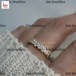 0.90 - 1 Ct G-H/SI1 Real Natural Certified Diamond Women's Band Ring 4 - 10 Gm - Picture 1 of 7