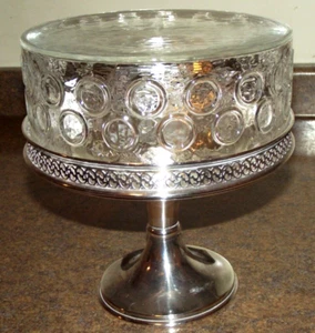 Thomas White? EPNS 8" Silver Plated Footed Cake Fruit Stand Glass Cover #6039 S - Picture 1 of 16