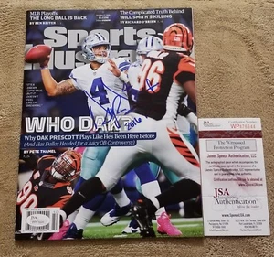Dak Prescott (17 de octubre de 2016) Sports Illustrated SI revista automática firmada JSA - Imagen 1 de 4