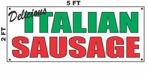 Delicioso letrero de pancarta de salchicha italiana NUEVO tamaño más grande mejor calidad para el $$$ - Imagen 1 de 3