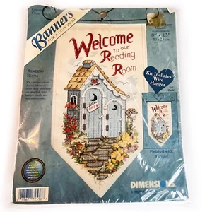 Dimensions 72558 Welcome To Our Reading Room Banner Cross Stitch Kit NEW Sealed - Picture 1 of 3