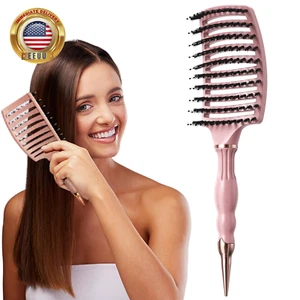 Hair Brush, Boar Bristle Hair Brushes, Detangling Hairbrush for Thick Curly Thin - Picture 1 of 6