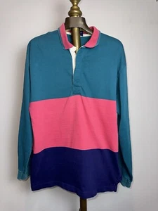 VTG GANT Rugger Rugby Polo Shirt Mens XL Colorblock Thick Made in USA 90s- Flaws - Picture 1 of 15