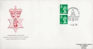 3/7/1986 12P EMERALD NORTHERN IRELAND REGIONAL QUESTA LITHO PRINTING,TYPE 2 FDC - Picture 1 of 1