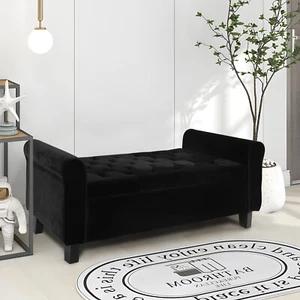 51" Velvet Storage Bench with Ottoman End of Bed Upholstered Couch Black - Picture 1 of 9