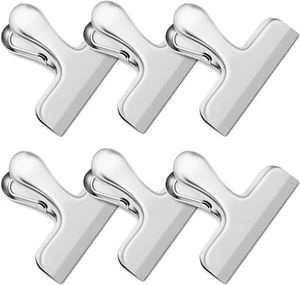 6 Pack Silver Bag Clips for Food Packages Chip Clips Bag Clips Stainless Steel - Picture 1 of 5
