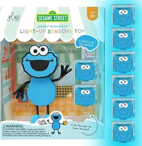 X Sesame Street Water-Activated Light-Up Cubes for Sensory Play Cookie Monster - Picture 1 of 8