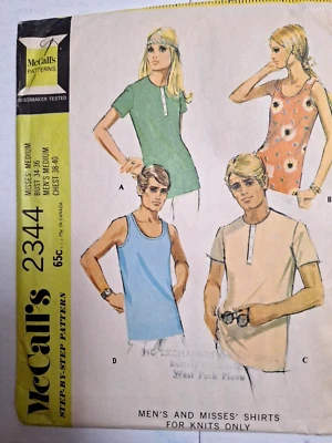 T Shirt Tank Top Knit MENS M 38 40 McCalls 2344 Sewing Pattern VTG 70s UC FF - Image 1 of 4