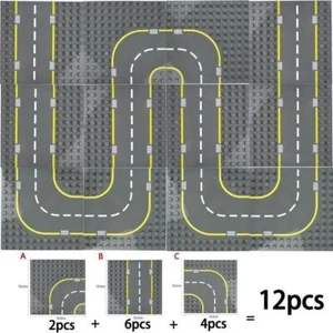 Road Plates Building City Street Sets Straight & Curved Dots Baseplates For Lego - Picture 1 of 18