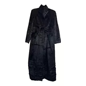 Vintage DKNY 90er Jahre Damen schwarz Viskose Mischung strukturiert volle Länge Mantel Gr. M - Bild 1 von 20