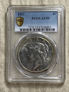 1927 Peace Dollar AU55 PCGS Gold Shield Attractive Circ Coin - Picture 1 of 8