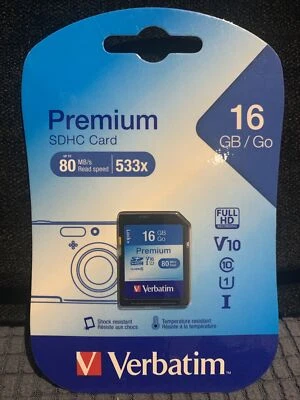 Verbatim Sd Memory Card Verbatim Premium Sdhc C10/U1 16 Gb NEW - Image 1 of 4