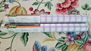 NWT Lot of 2 Brewster Home 56 sq.ft.Purple White Checker Vinyl Wall RollsFD63845 - Picture 1 of 2