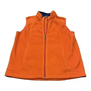 Vintage LL Bean Orange Fleece Vest Mens Womens XL Orange Full Zip Sleeveless - Picture 1 of 8