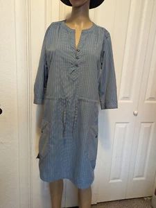 Vestido camisero túnica PATAGONIA Storm azul a rayas refugio solar talla 8 para mujer. - Imagen 1 de 10