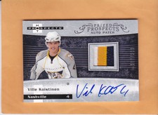VILLE KOISTINEN #231 2007 08 HOT PROSPECTS ROOKIE PATCH AUTO SP 399 PREDATORS