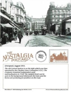 Postcard Liverpool Central Railway Station 1911 CLC Tram Adelphi Hotel Nostalgia - Picture 1 of 3