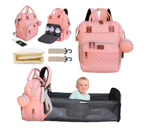 Bolso de pañales plegable 3 en 1 cama para bebé moisés portátil cuna mochila viaje/sueño - Imagen 1 de 40