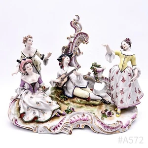 Antico Volkstedt Gruppo IN Porcellana Con Supporto Candela & Decorazione Dorata - Imagen 1 de 24