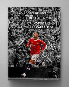 Arte en lienzo motivacional deportivo de Cristiano Ronaldo enmarcado novio regalo fútbol - Imagen 1 de 10