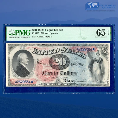 Fr.127 1869 $20 "RAINBOW" Legal Tender Note, PMG 65 EPQ Brilliant Color #29334 - Image 1 of 3