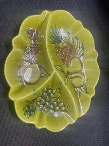 Plato de fruta grande vintage Maurice of California EE. UU. 2003 verde - Imagen 1 de 12