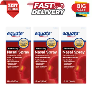 (3 Pack) Equate Nasal Four Nasal Spray, Phenylephrine Hydrochloride 1%, 1 fl oz - Picture 1 of 8