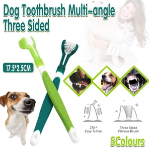 Dog Toothbrush Multi-angle Three Sided Pet Cat Mouth Oral Care Teeth Cleaning AU - Picture 1 of 17
