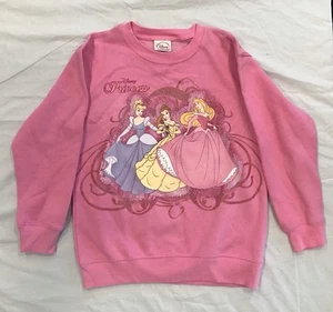 Girl's Disney Store Princess Pink Sweatshirt Size M 7/8 Cotton Blend - Picture 1 of 2