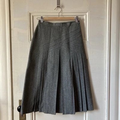 Falda midi plisada de lana Jou Jou Paris vintage años 70 línea A talla 4-6 pequeña Foto 1 de 4