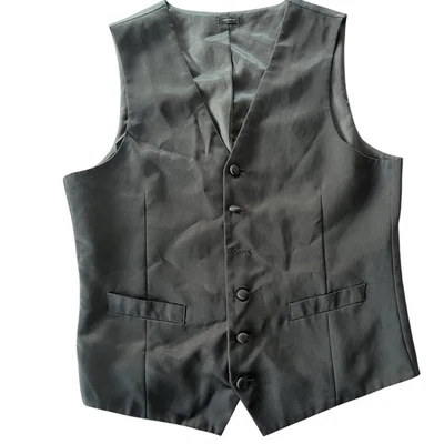 J. Ferrar Men’s Slim Fit Suit Vest Black One Missing Button Size Medium - Image 1 of 4