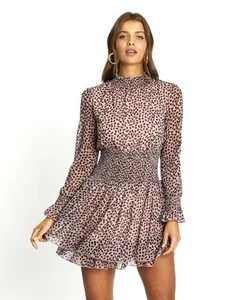 ATMOS & HERE Dress McKenzie Tiered Mini Size 14 Pink Spot Polka Dot Long Sleeve - Picture 1 of 14