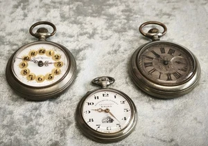 LOT OF 3 ANTIQUE POCKET WATCHES!!! ALL WORKING ROSKOPF PATENT!!! - Picture 1 of 21