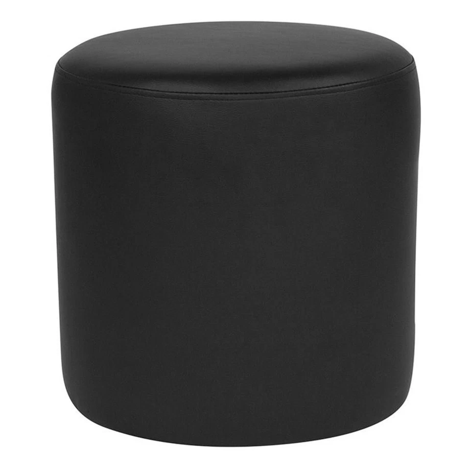 Flash Furniture Barrington Leather Round Pouf Ottoman in Black - Image 1 of 1