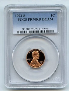 1992 S 1C Lincoln Cent Proof PCGS PR70DCAM - Picture 1 of 1