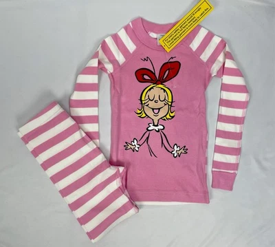 Hanna Andersson Grinch Cindy Lou Who PJ Set Girl 110 US 5 Pink Christmas 2pc - Image 1 of 4