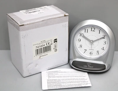 Lichtwecker LED Wecker leuchtend, rund Silber , NEU - Bild 1 von 3