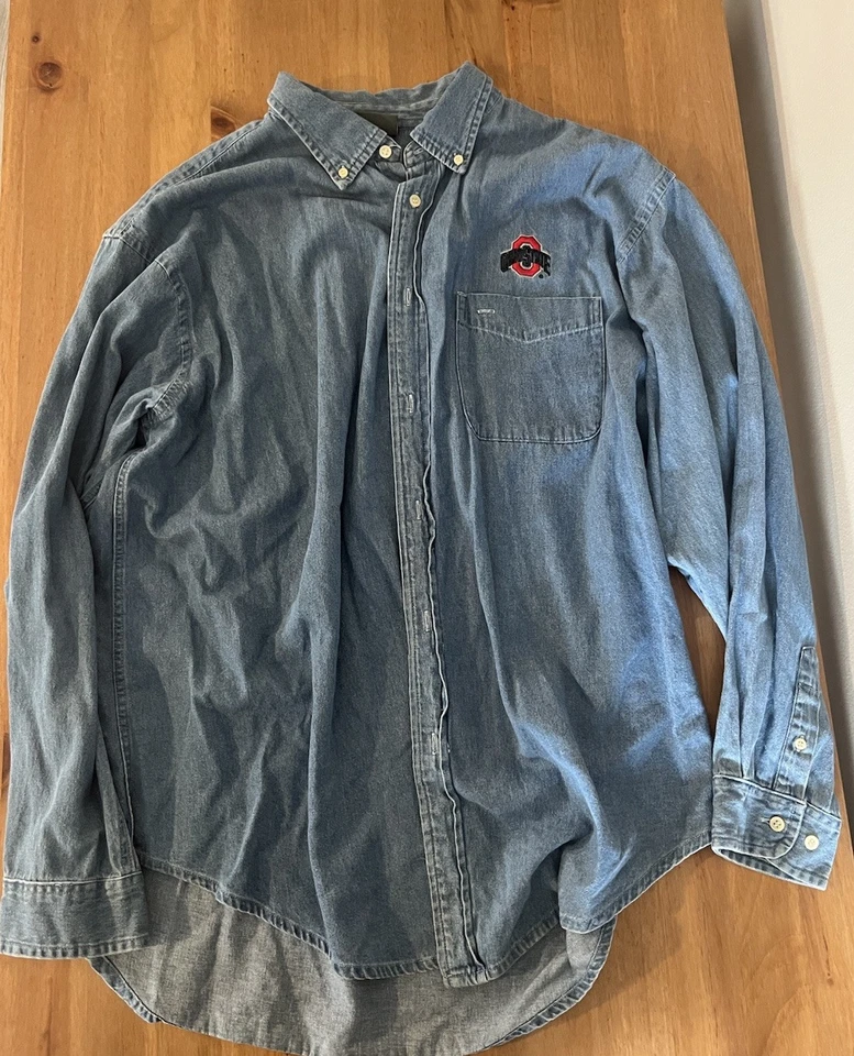 CAMISA VAQUERA VINTAGE/OHIO STATE/OSU 2XL MANGA LARGA CON BOTONES CON BOLSILLOS Foto 1 de 4