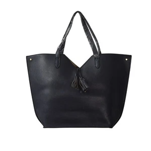 Bolso de Mano Neiman Marcus Azul Marino con Acento de Borla Herrajes Dorados - Imagen 1 de 4