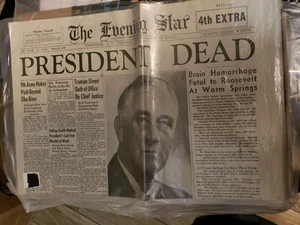The Evening Star Washington DC April 12 1945 President Dead Roosevelt  - Picture 1 of 2