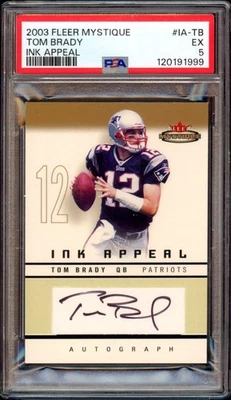 2003 Fleer Mystique Tom Brady Ink Appeal Autograph Auto /75 PSA 5 Patriots - Image 1 of 2