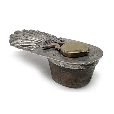 TINTERO PORTÁTIL PERSA ANTIGUO RARO plata y latón siglo XIX Oriente Medio Foto 1 de 4