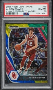 2021 Prizm Draft Choice Blue Yellow Green #49 Austin Reaves RC Rookie PSA 10 - Picture 1 of 2