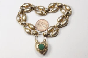 UNGEWÖHNLICHE ANTIKE SILBER GLIEDERKETTE / ARMBAND MIT VORHÄNGESCHLOSS VERSCHLUSS um 1880 - Bild 1 von 8