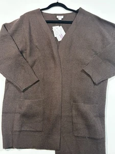 BRAND New - Lularoe Medium Essentials Cardigan Sweater - Brown Solid w/ Tags - Picture 1 of 5
