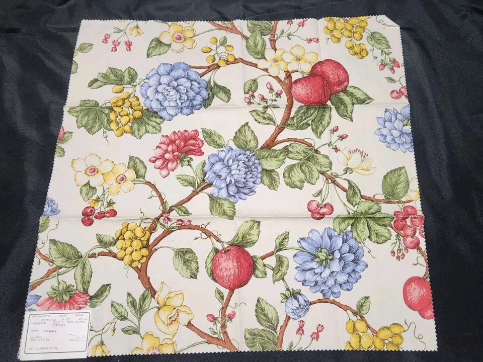Muestra de tela Duralee 100 % algodón - Floral - Manzana - 25" x 25" A0225 Foto 1 de 4