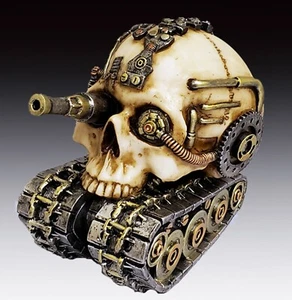Totenkopf mit Panzer Figur Statue Skelett Halloween - Bild 1 von 3